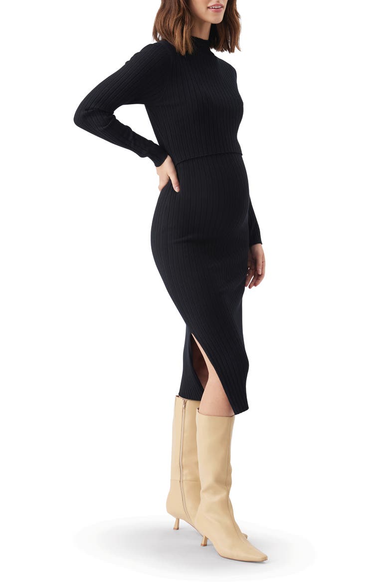 Nella Knit Ribbed Maternity and Nursing Midi Dress