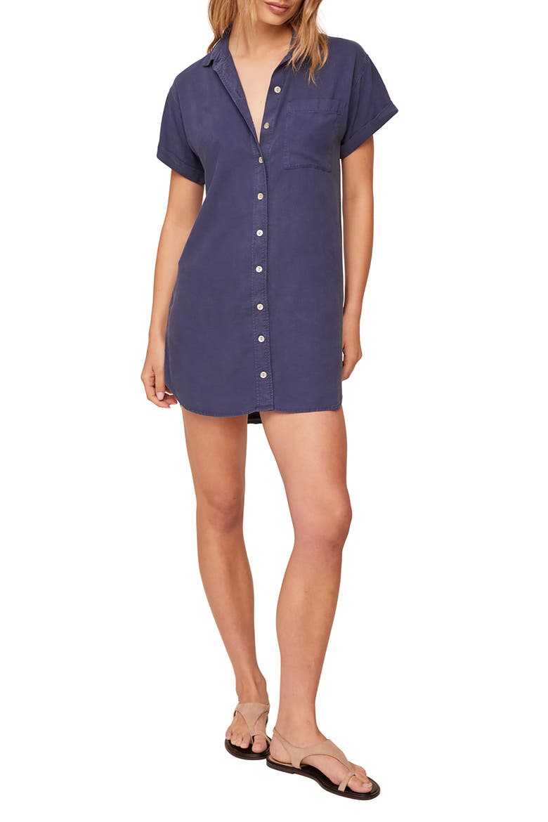 Roll Sleeve Pocket Mini Shirtdress