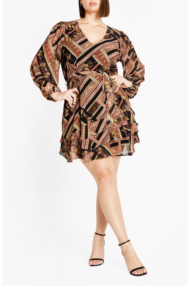 Harlow Patchwork Floral Tie Waist Minidress