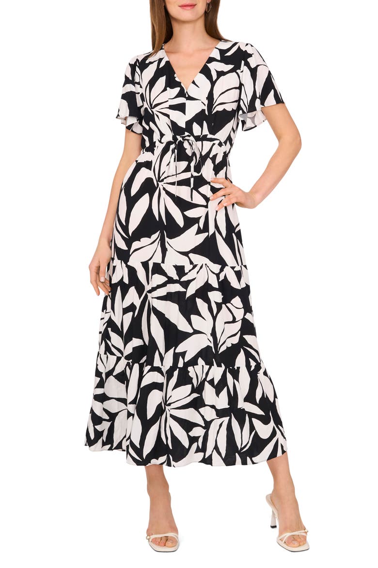 Print Flutter Sleeve Maxi Dress