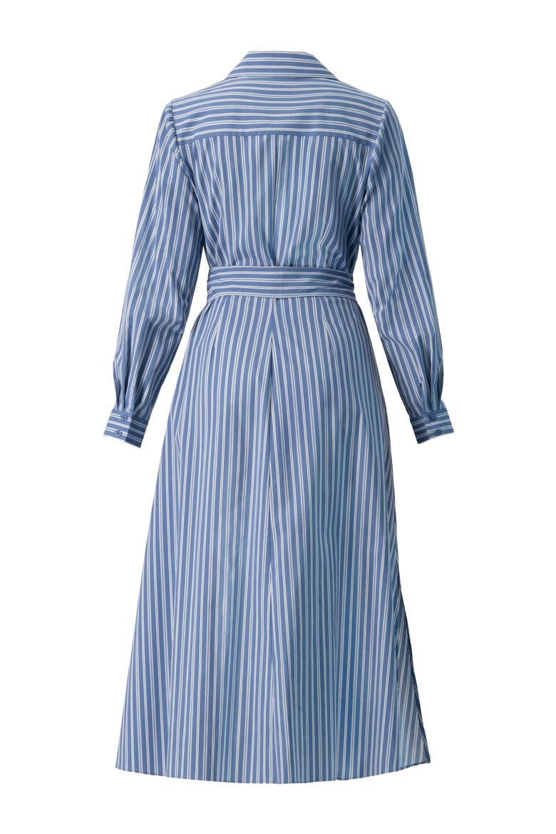 Striped Midi Collared Dress with Waist Tie