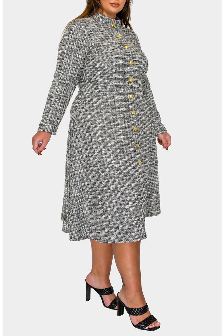 Chelsea Long Sleeve Tweed Midi Dress