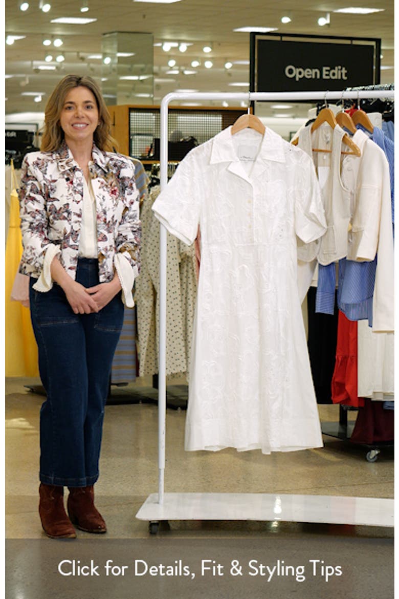 Floral Appliqué Midi Shirtdress