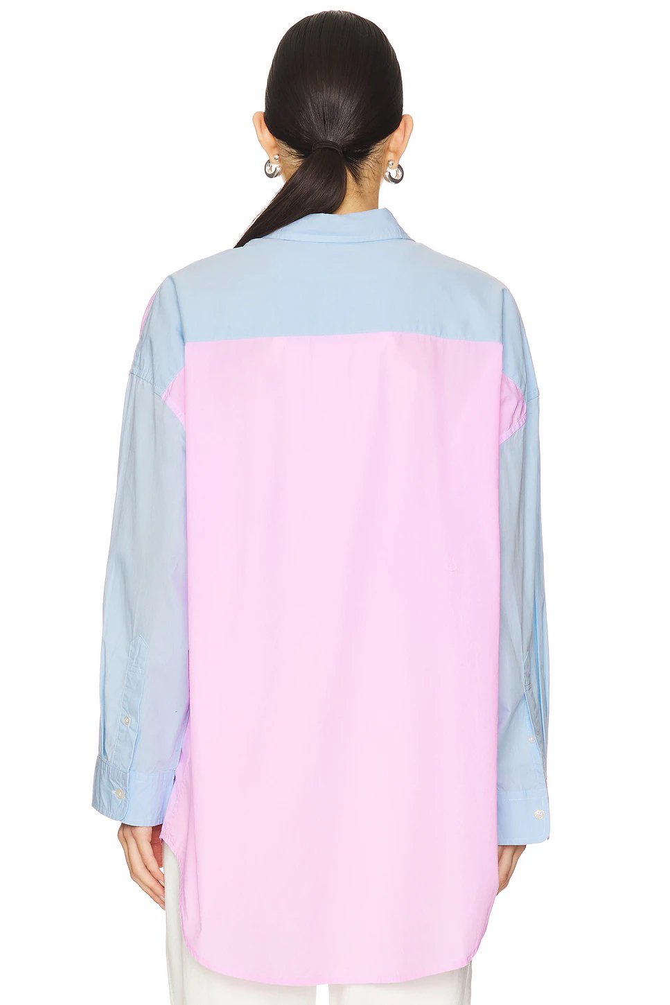 Denimist Button Front Shirt in Light Blue With Pink - Image 4