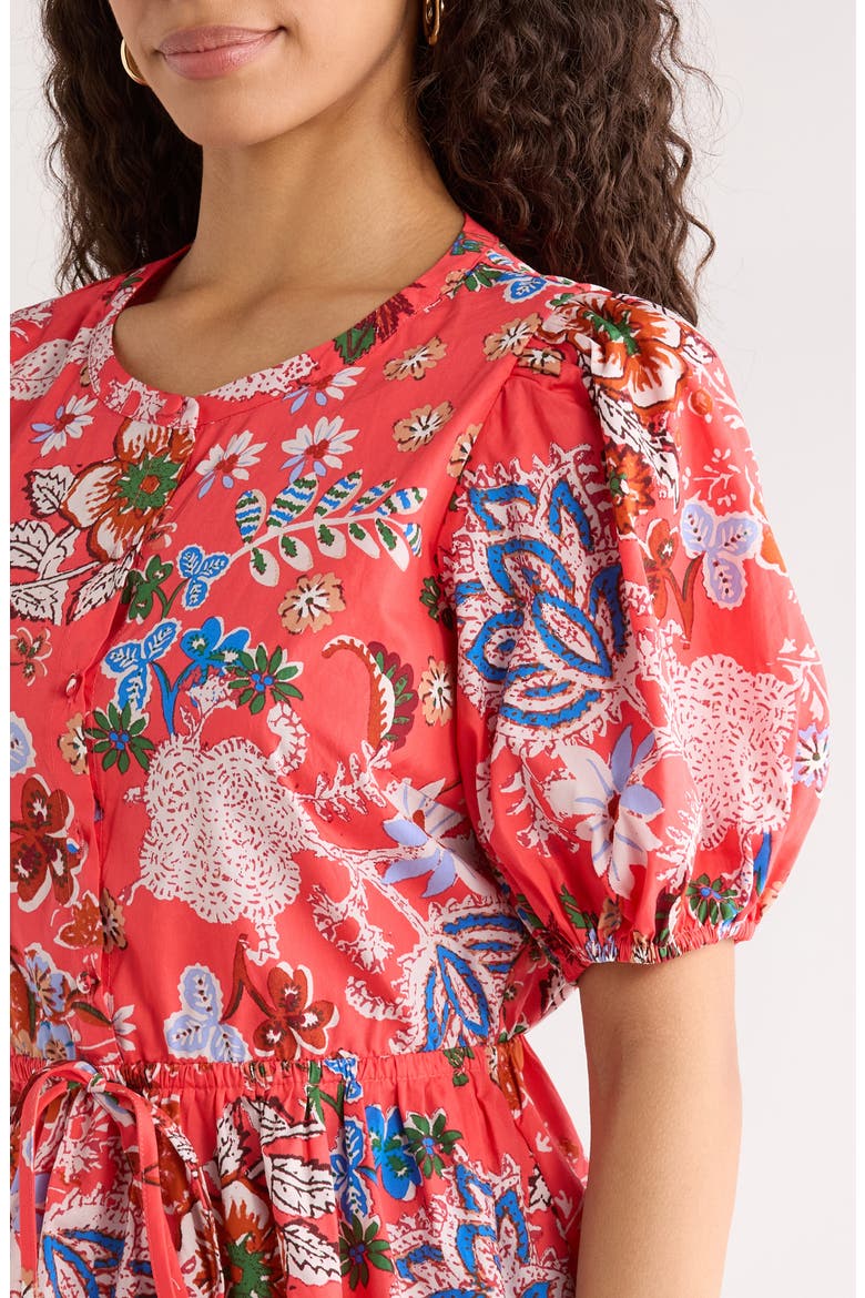 Oreanna Floral Alba Drawstring Waist Cotton Minidress