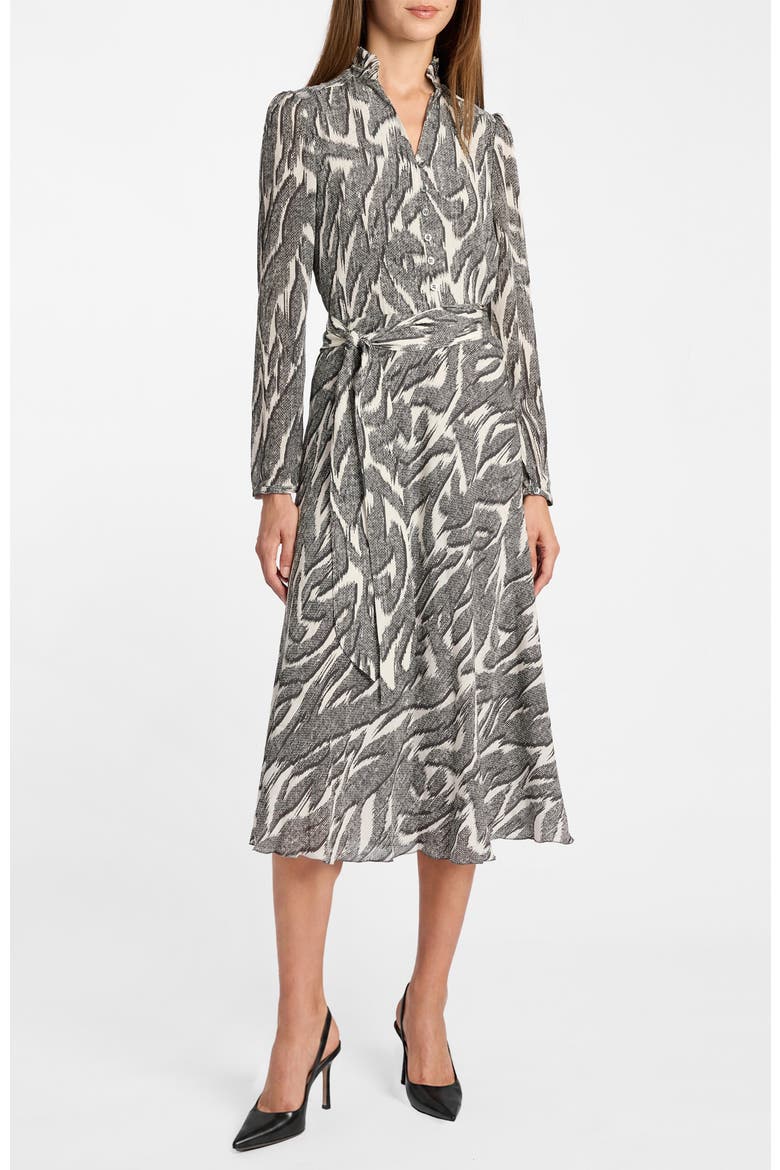 Irina Ruffle-Neck Buttoned Midi Dress