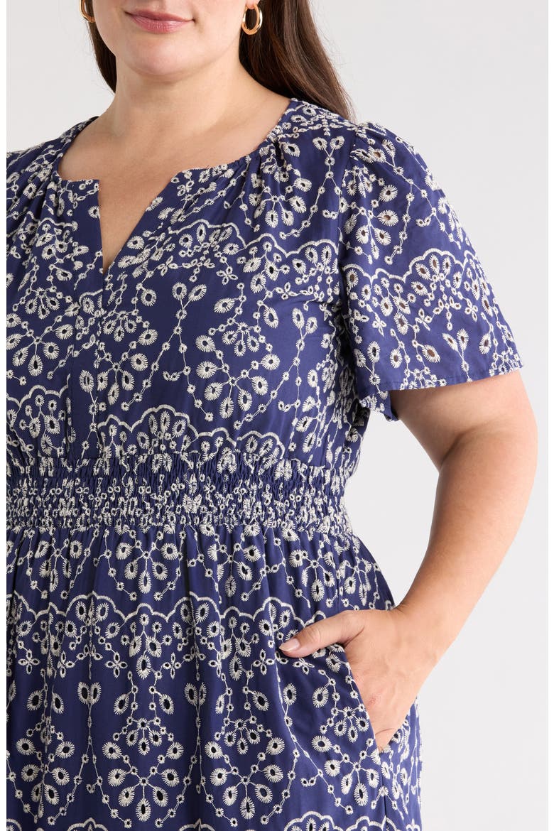 Viridiana Tiered Floral Eyelet Maxi Dress