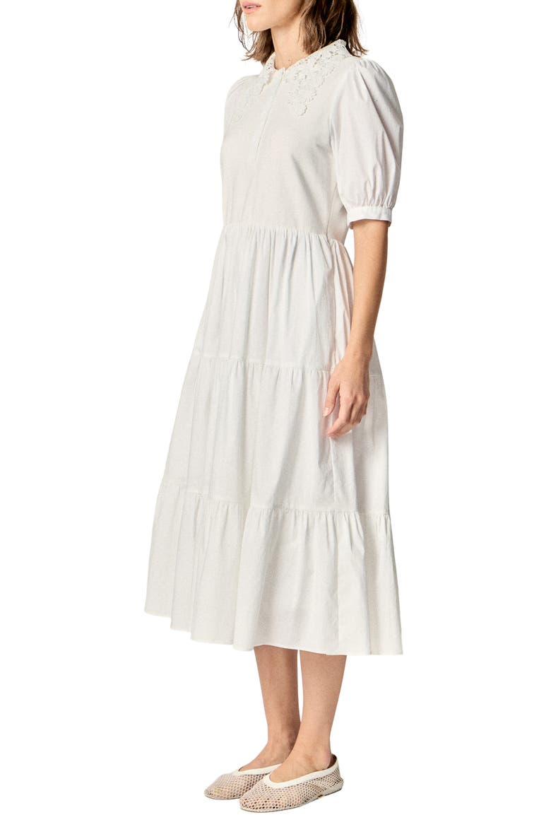 Short Sleeve Mixed Media Midi Dress