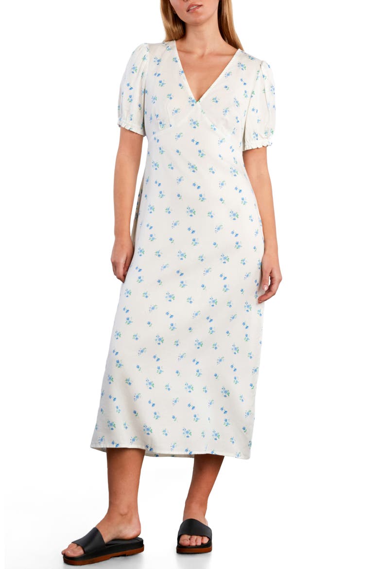 Sunbeam Print Puff Sleeve Midi Dress