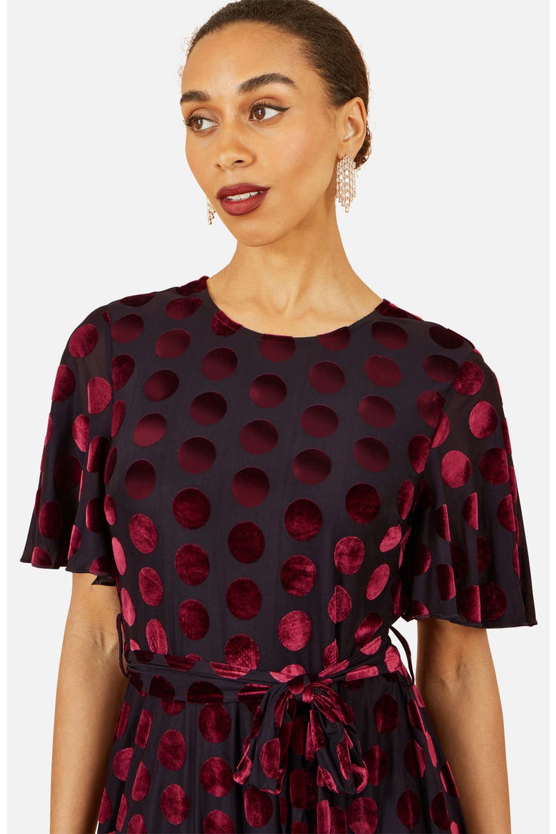 Velour Spot Midi Skater Dress