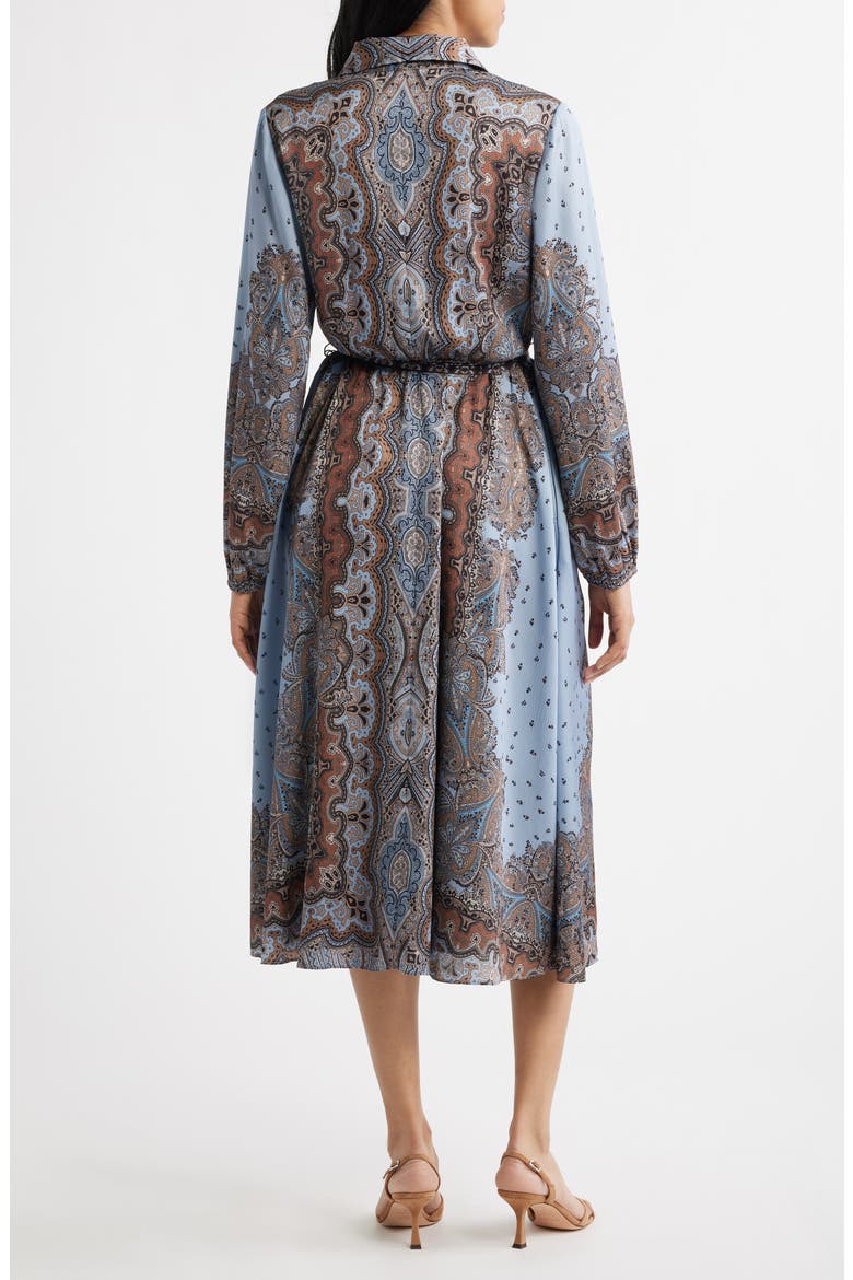 Mixed Paisley Long Sleeve Midi Shirtdress