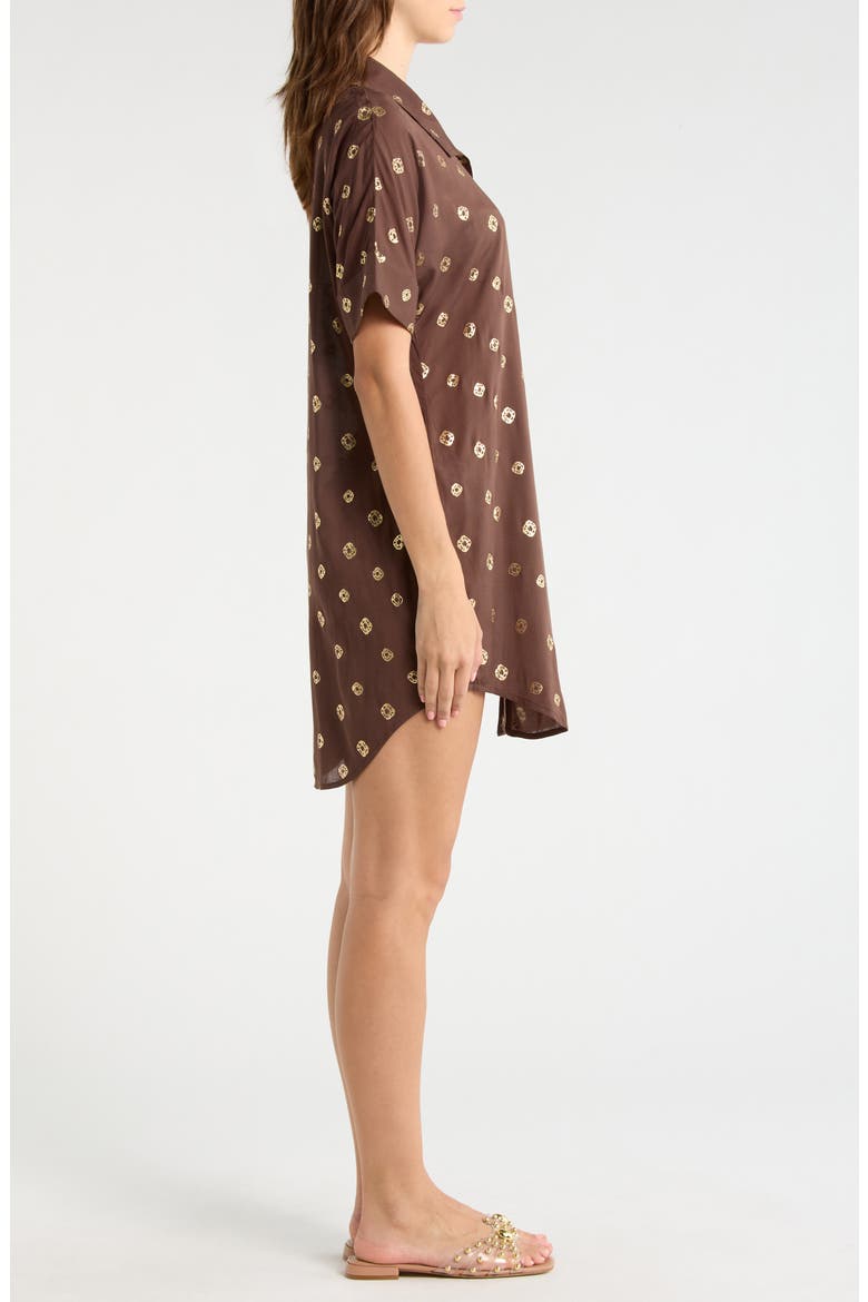 Metallic Dot Cover-Up Shirtdress