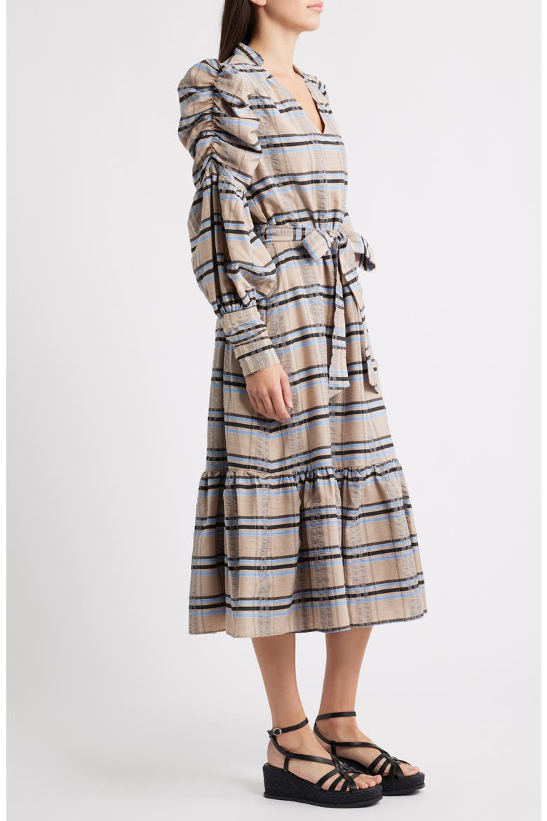 Mariyah Long Sleeve Seersucker Midi Dress