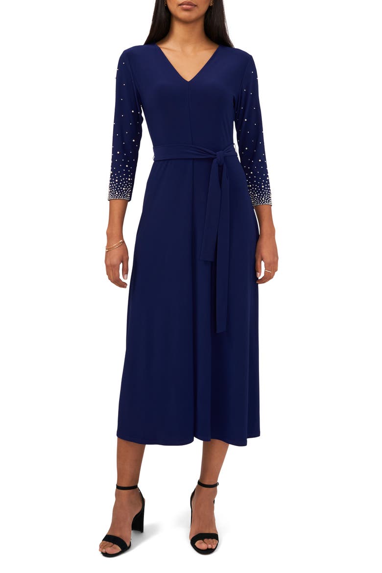 Embellished Tie Waist Midi Dress