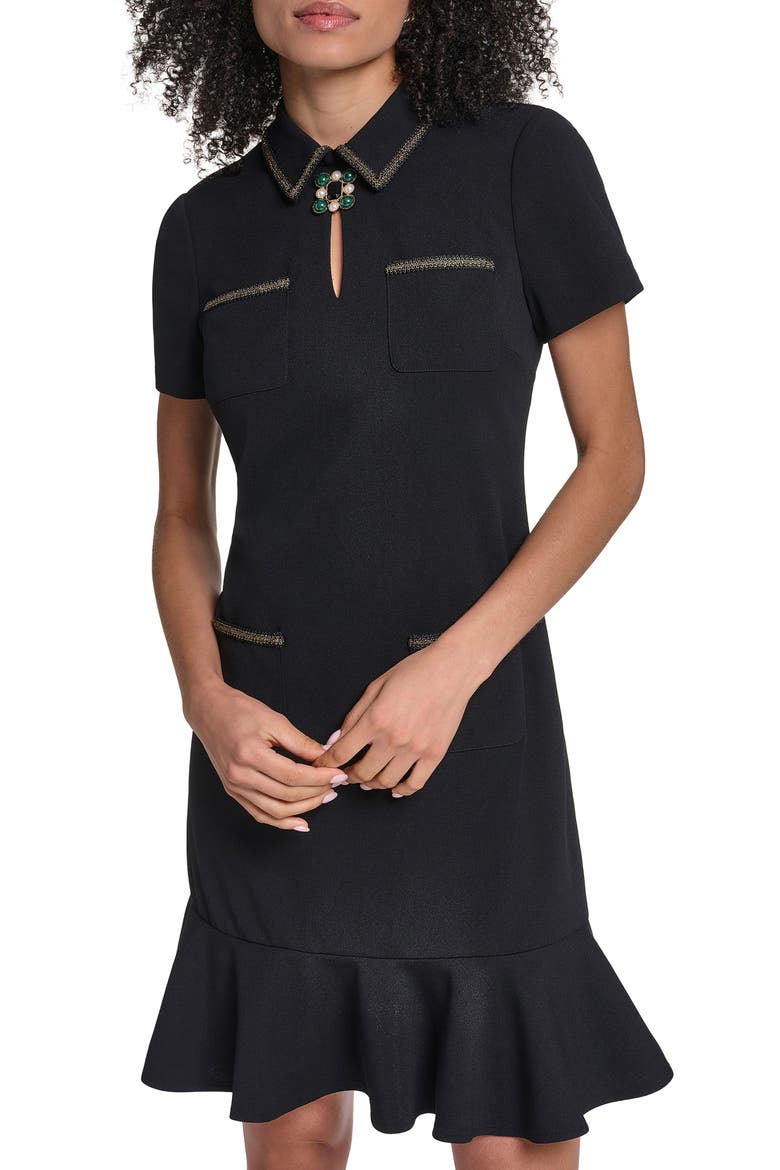 Scuba Crepe Ruffle Sheath Dress