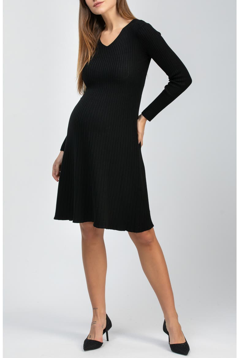 Bianca Rib Long Sleeve Maternity Dress