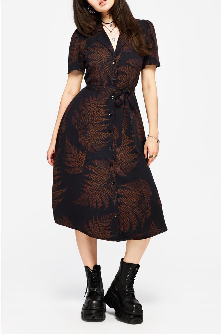 Ruin Fern Printed Midi Dress