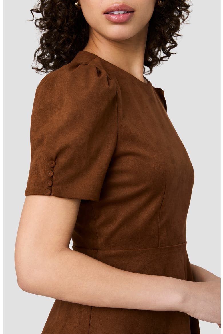 Sonja Short Sleeve Faux Suede Fit & Flare Minidress