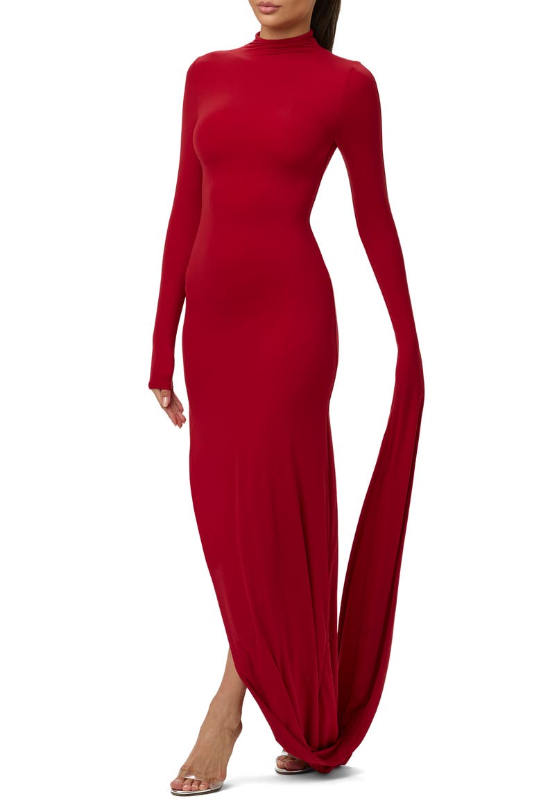 Drape Long Sleeve Maxi Dress