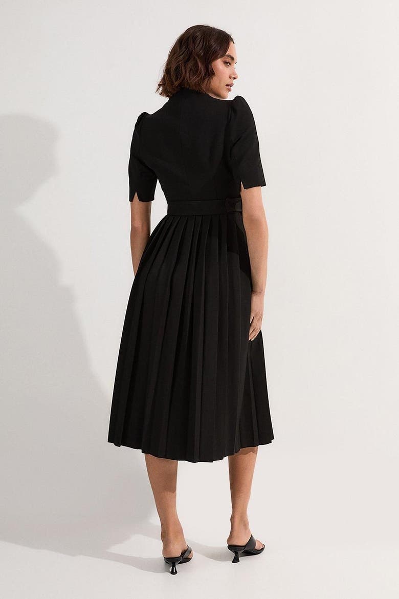 Structured Crepe Belted Midi Dress