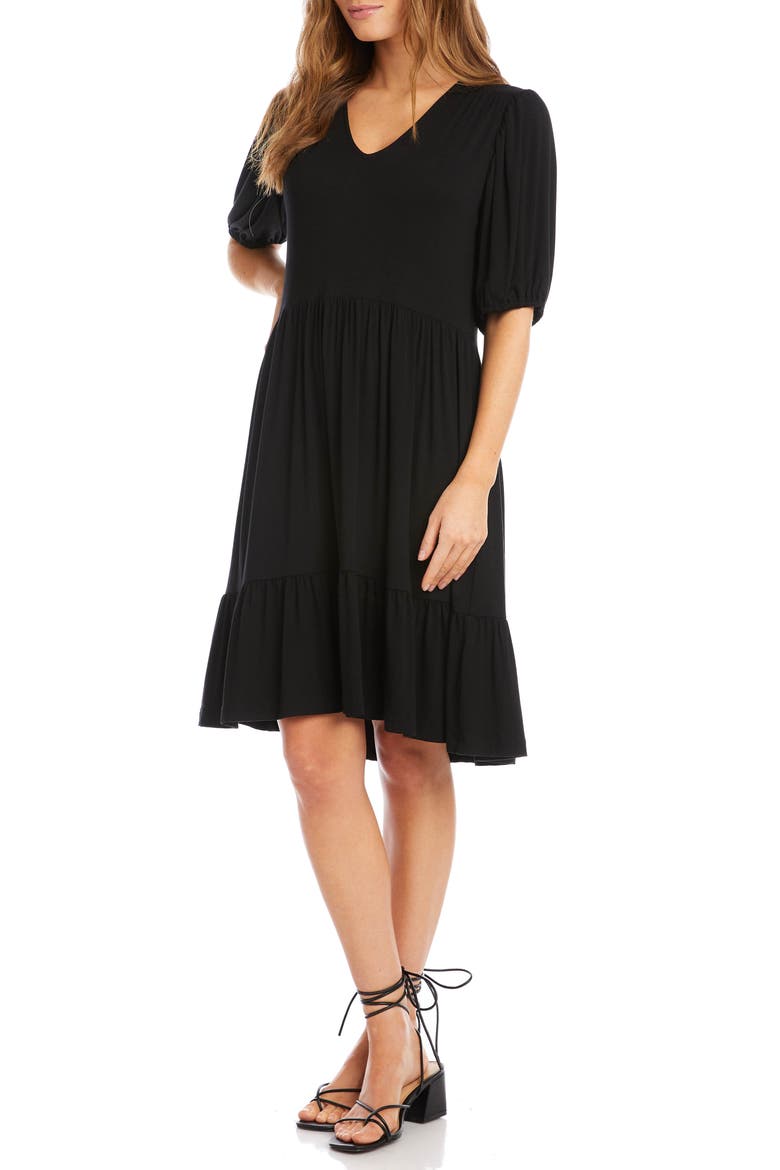 Tiered Puff Sleeve A-Line Dress