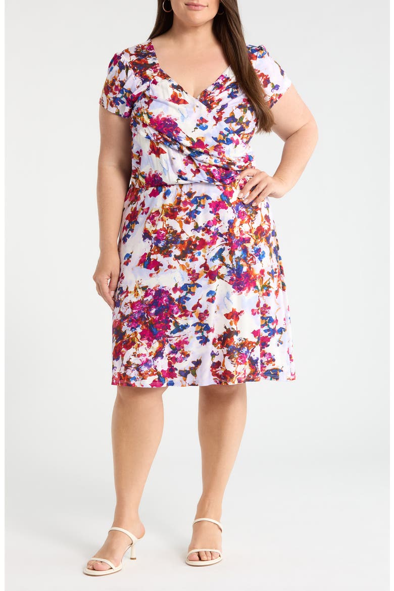 Print Faux Wrap Dress