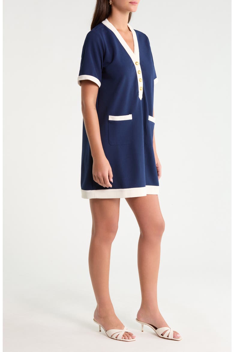 Durmela Contrast Trim Shift Minidress