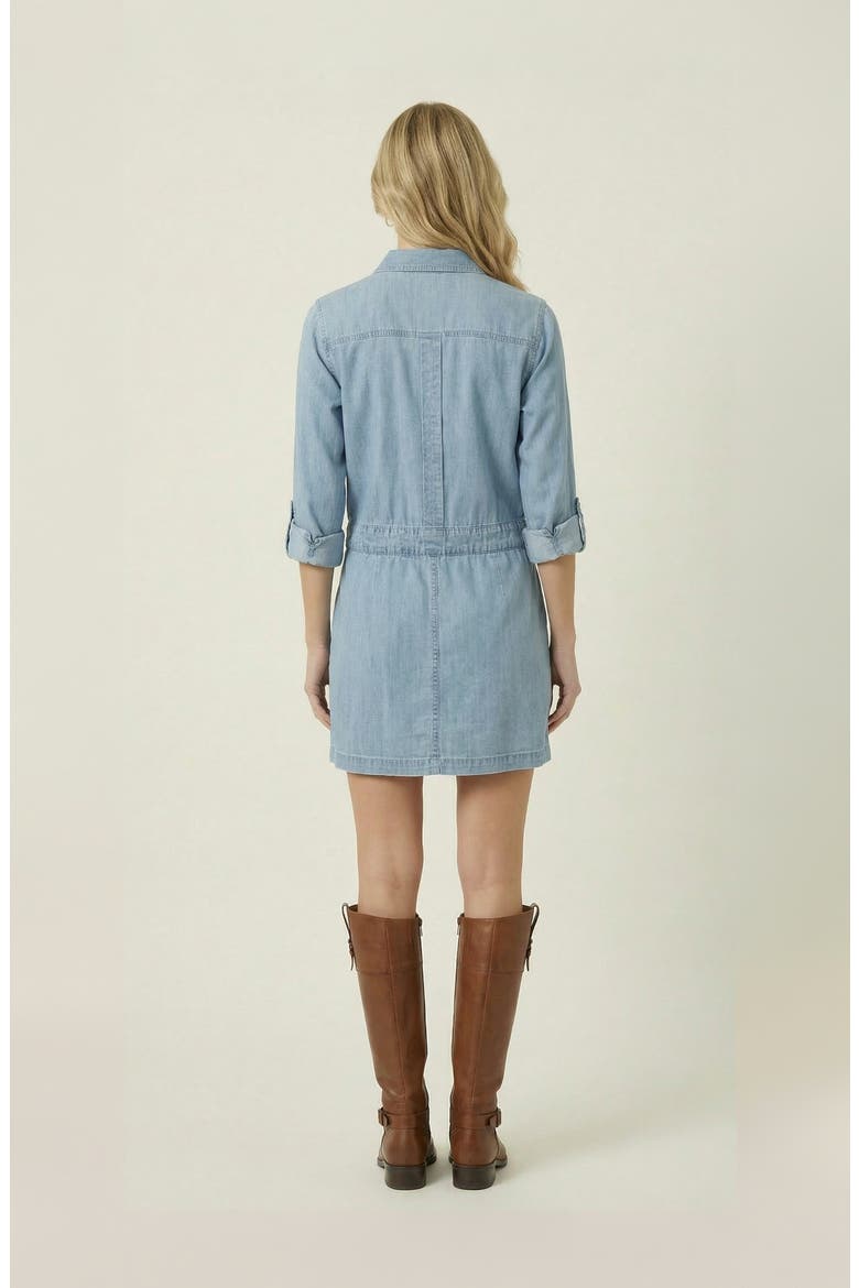 Button-Front Long Sleeve Denim Mini Dress
