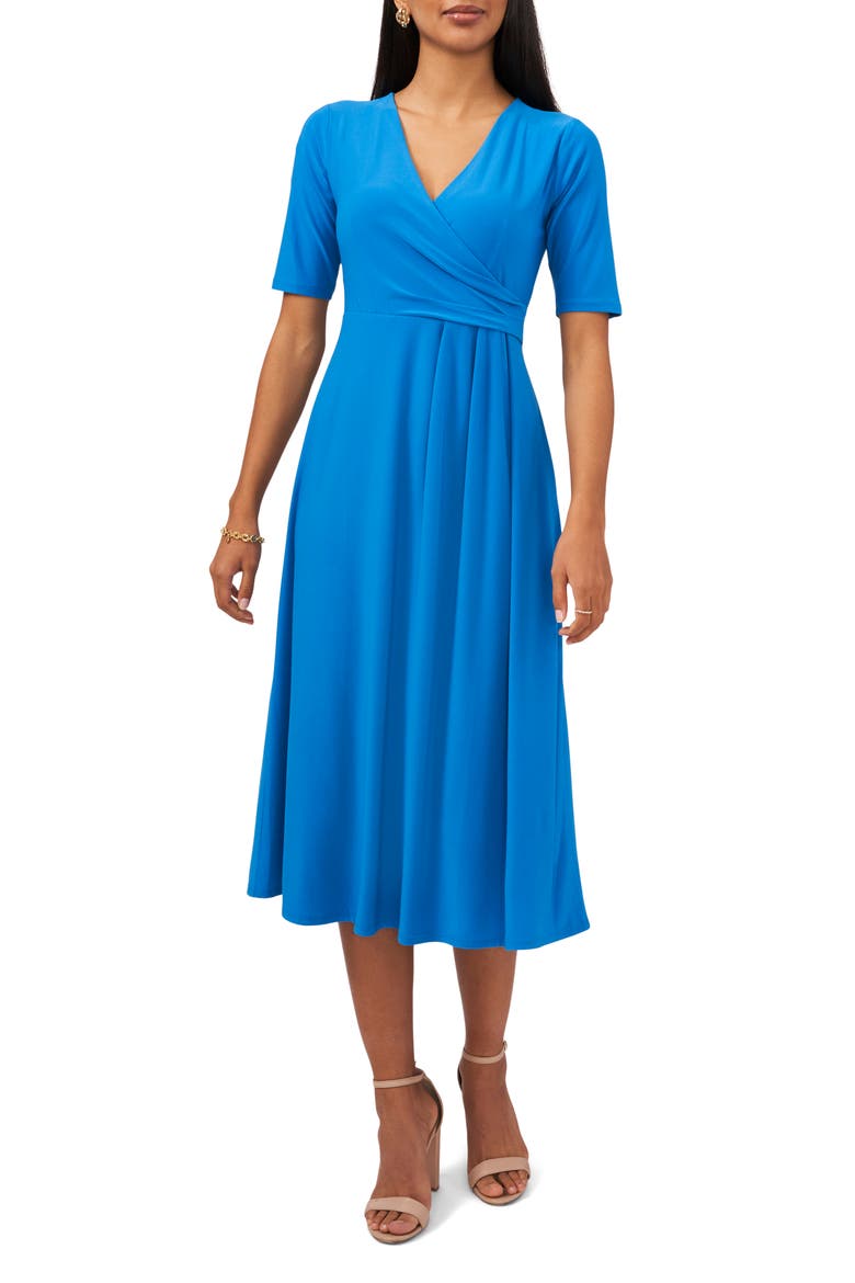 Surplice Faux Wrap Midi Dress
