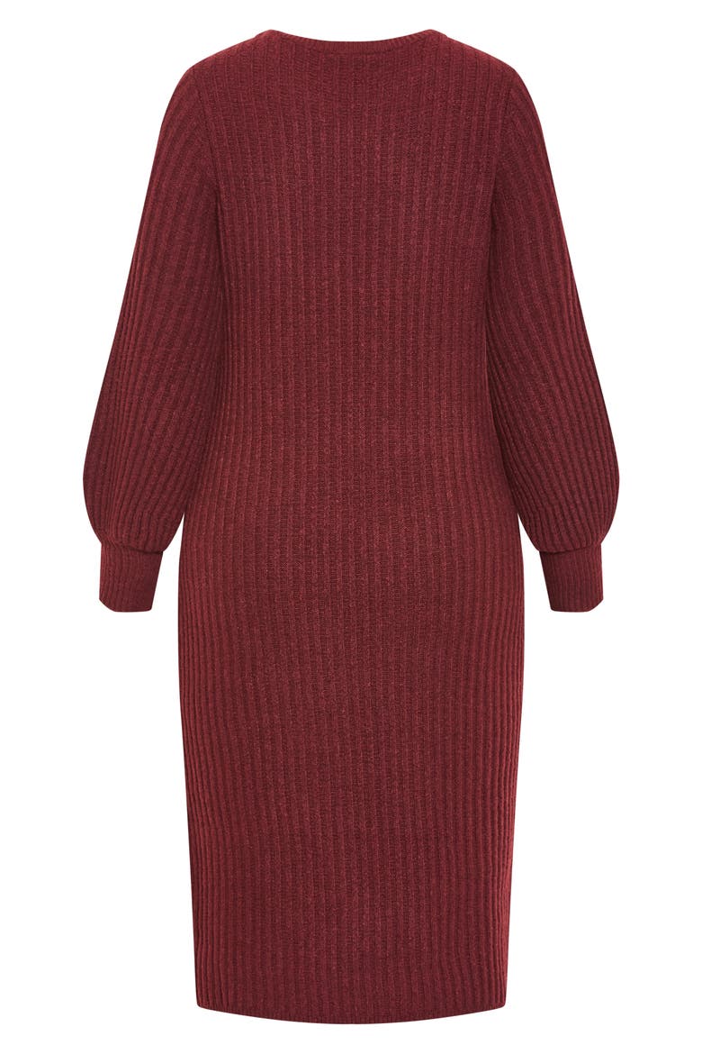 Sarah Long Sleeve Rib Sweater Midi Dress