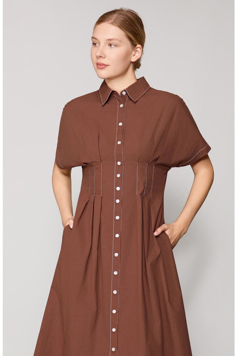 Contrast Stitch Midi Shirtdress