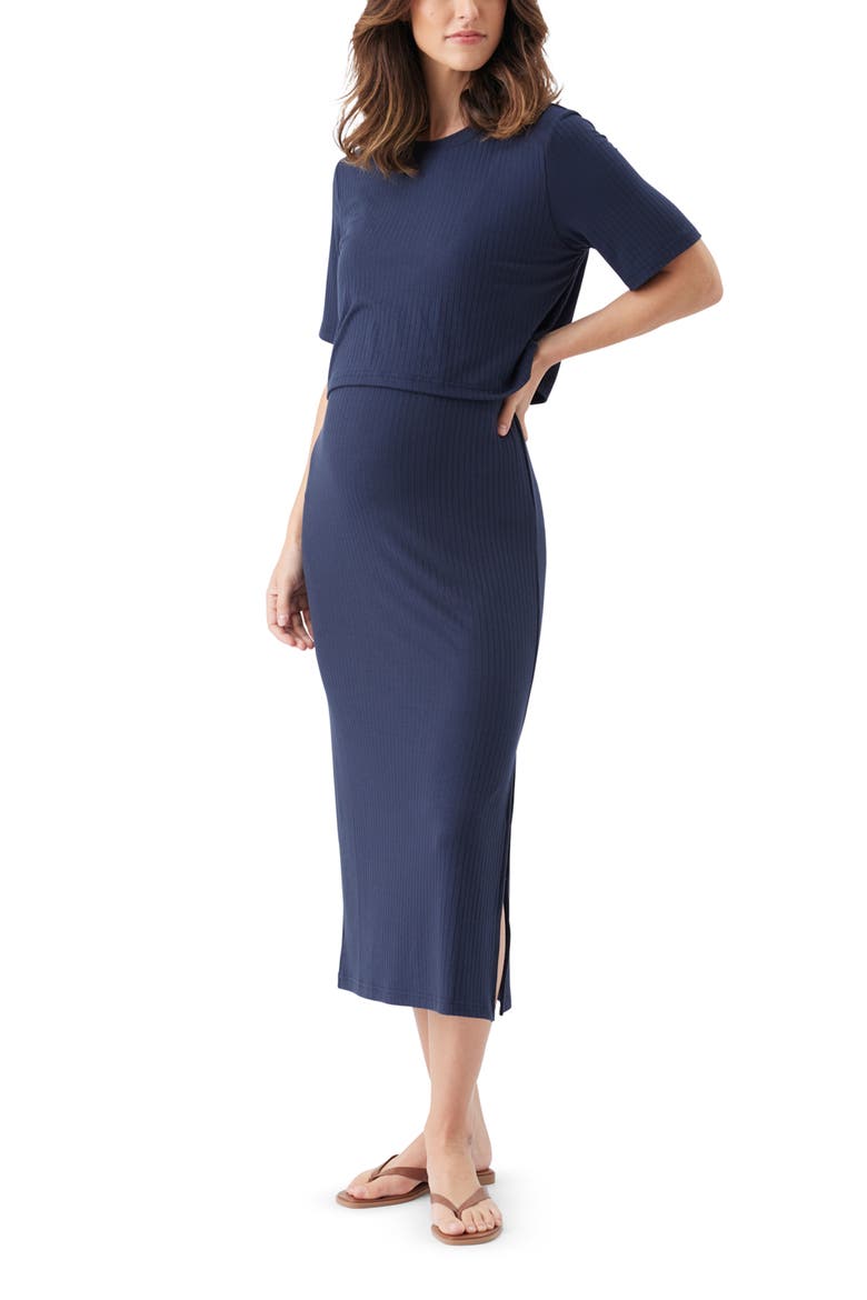 Ivy Rib Nursing Dress Navy