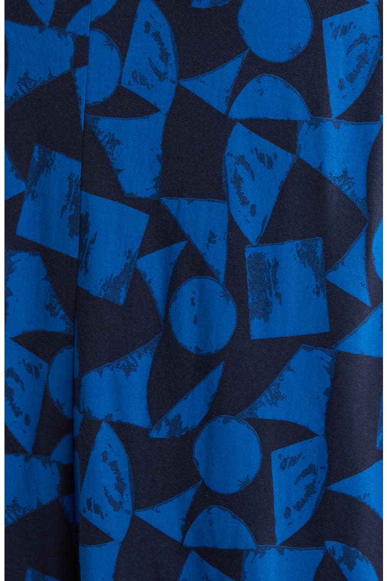 Coastline Print Long Sleeve Organic Cotton Blend Shirtdress