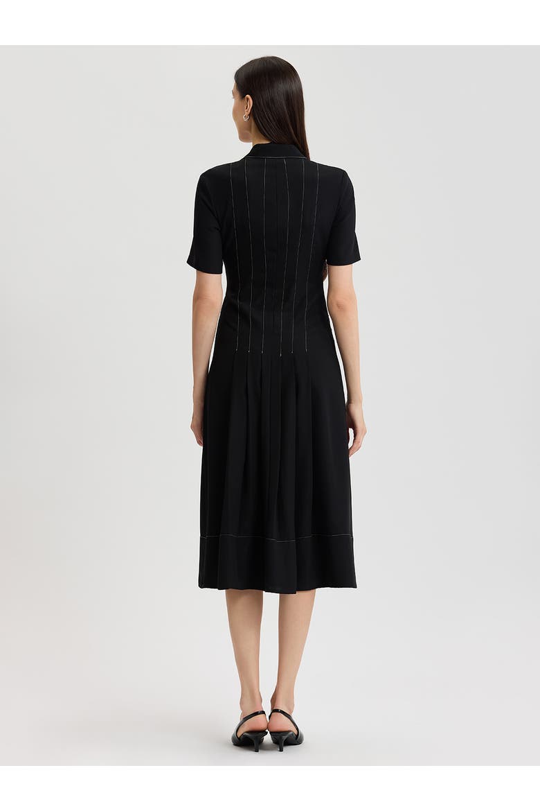 Fit & Flare Monochrome Crepe Maxi Dress