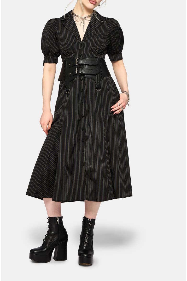 Jenna Stripe Cotton Tie Midi Dress