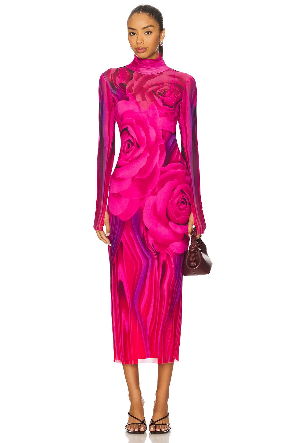 AFRM Shailene Midi Dress in Fuchsia Rose - Image 1