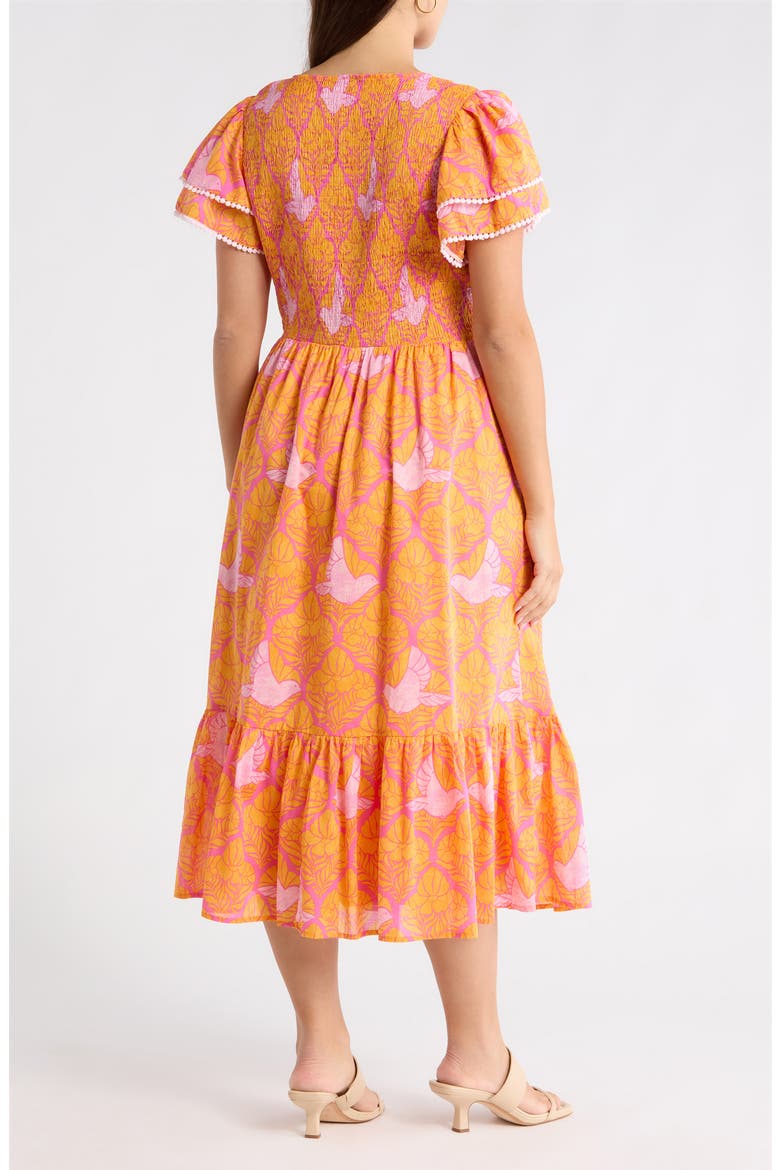 Jaidy Floral Patte Tiered Midi Dress