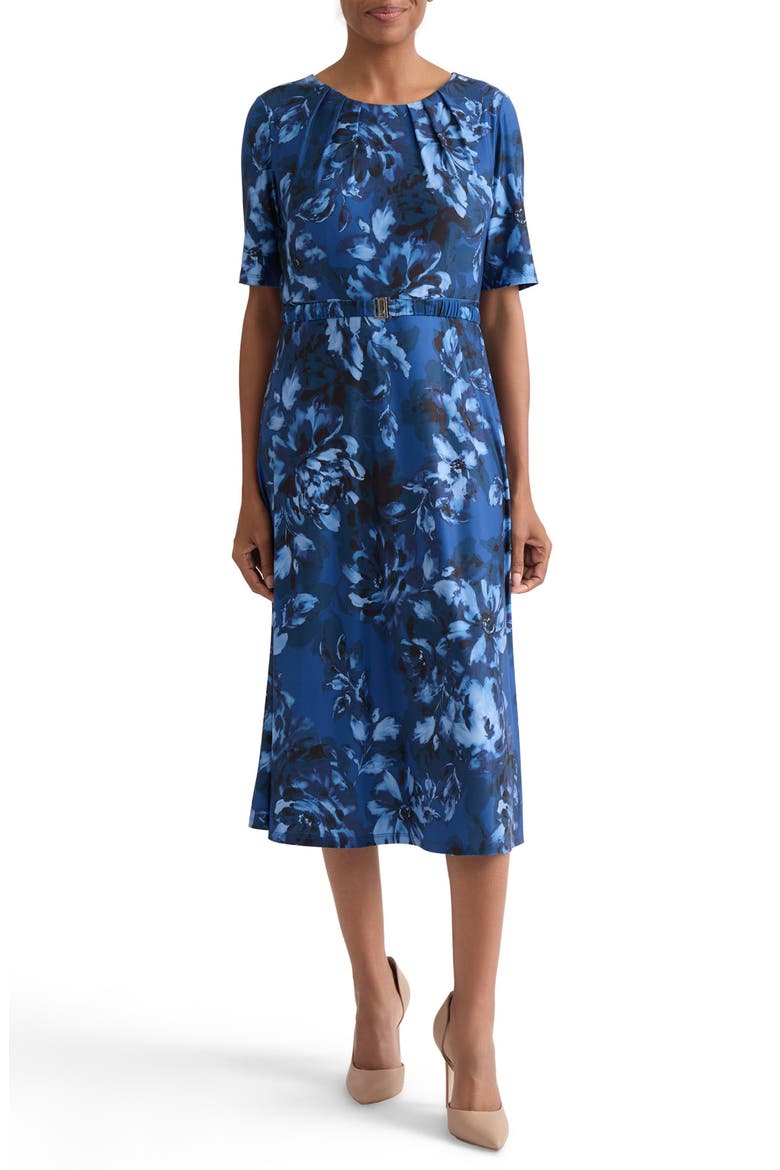 Floral Belted A-Line Dress