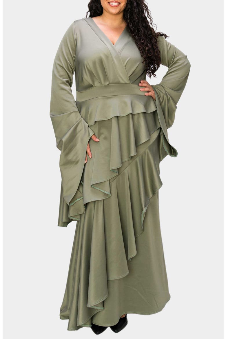 Zeta Ruffled Long Sleeve Drama Dress