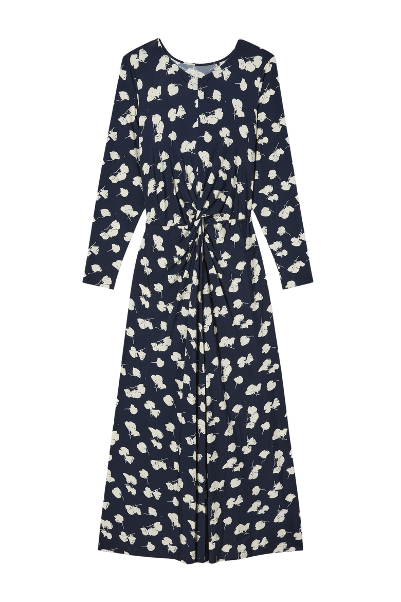 Jae Printed Jersey Ruched Dress