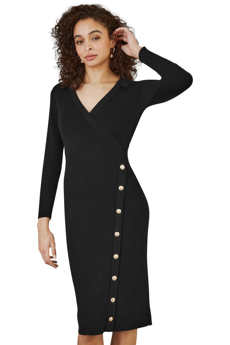 Knitted Button Detailed Midi Dress