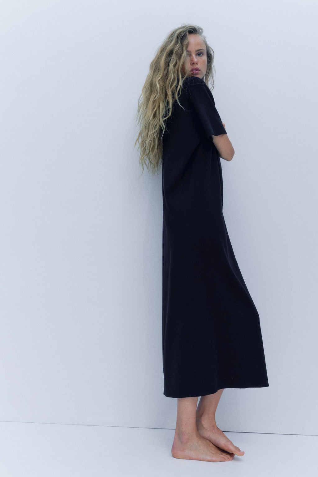 Fine-knit T-shirt dress
