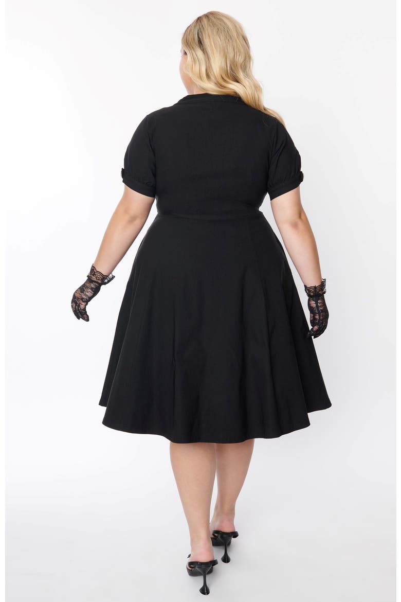 Plus Size Asymmetrical Button Woven Swing Dress