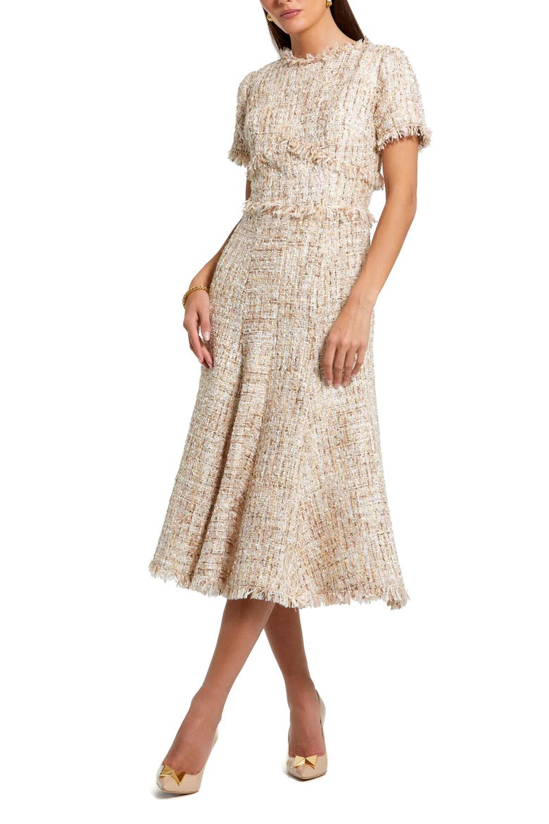 Petite Boucle Short Sleeve A Line Midi Dress