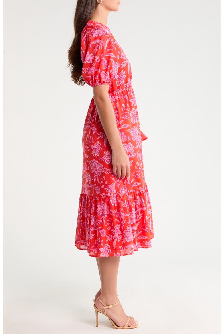 Aria Floral Beth Button-Up Cotton Midi Dress