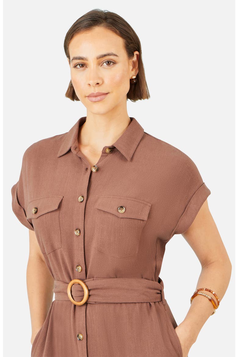 Linen Look Midi Shirt Dress