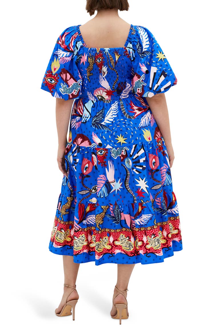 Capria Print Cotton Midi Dress