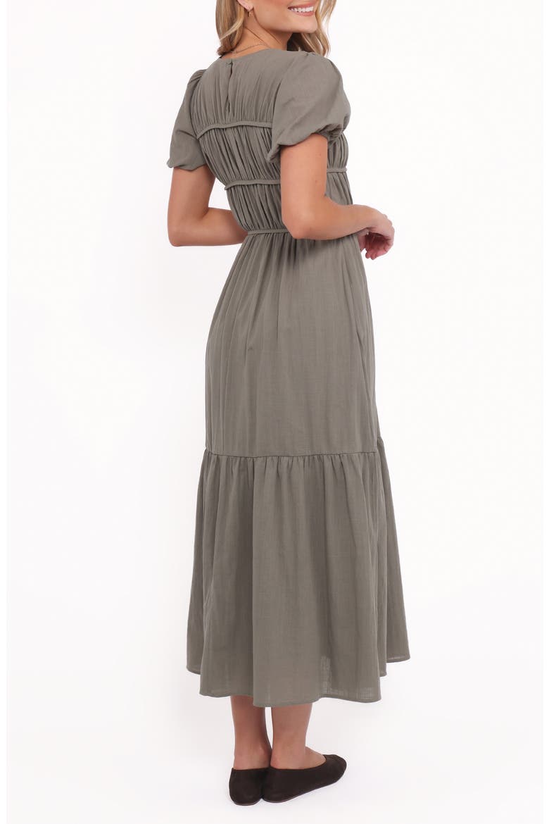 Deloria Shirred Ruffle Maxi Dress