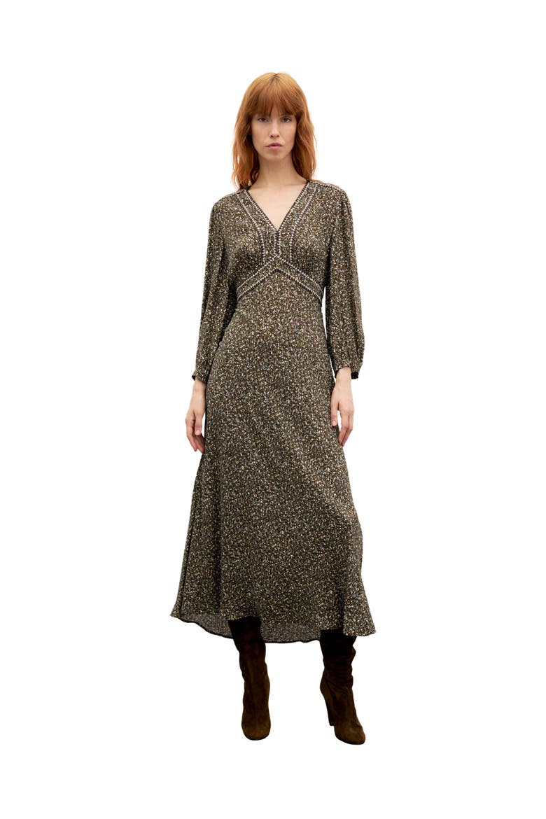 Caryl Abstract Print Midi Dress