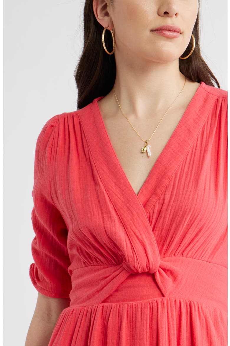 Twist Detail Gauze Midi Dress